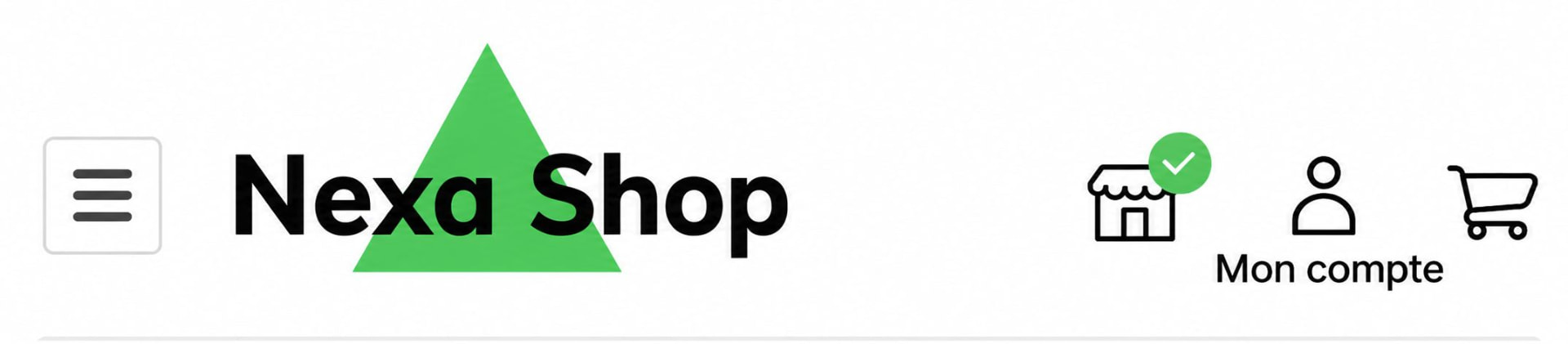 Nexa Shop — menu, compte et panier